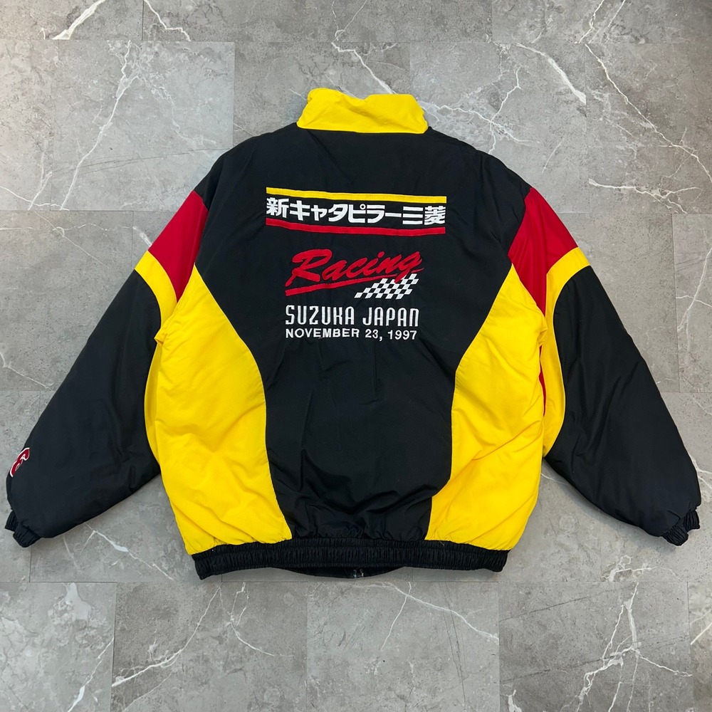 90s Vintage Nascar Caterpillar Cat Racing Bomber Jacket Mens 2XL Suzuka Japan